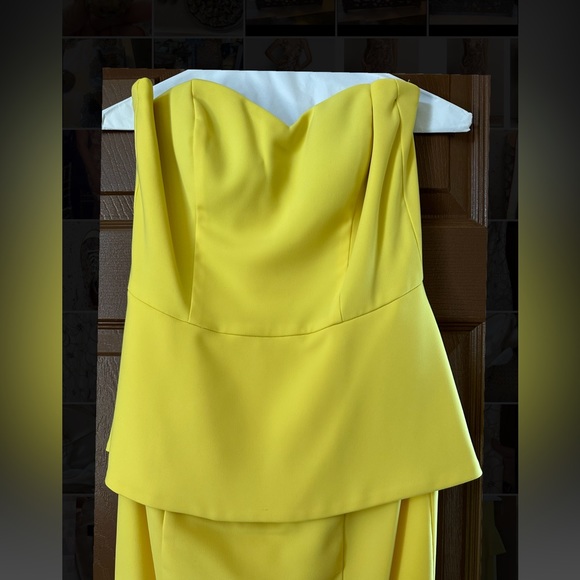 Nicole Bakti Yellow Strapless Peplum Gown Size M - Picture 3 of 5